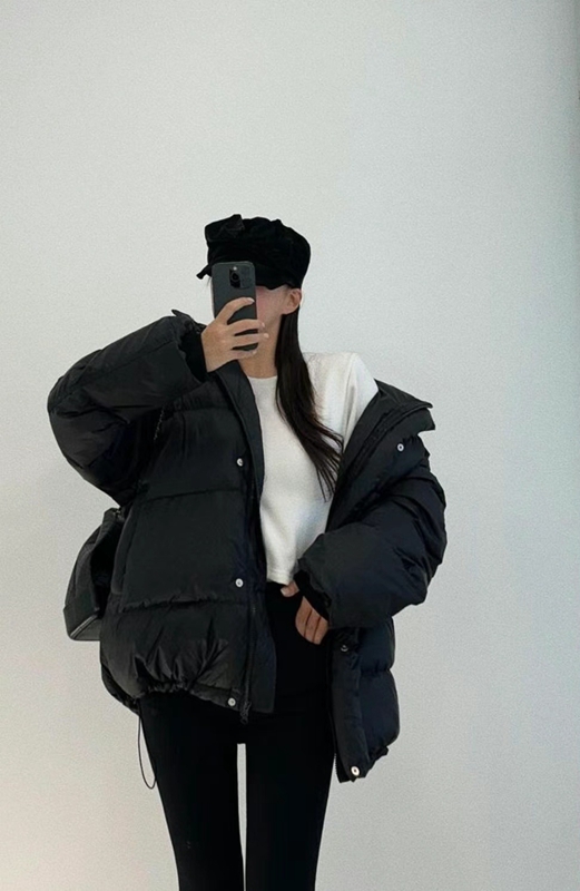 husbee東大門直郵女裝新款時尚職業24秋冬休閑短款棉服填充husbee短款棉服