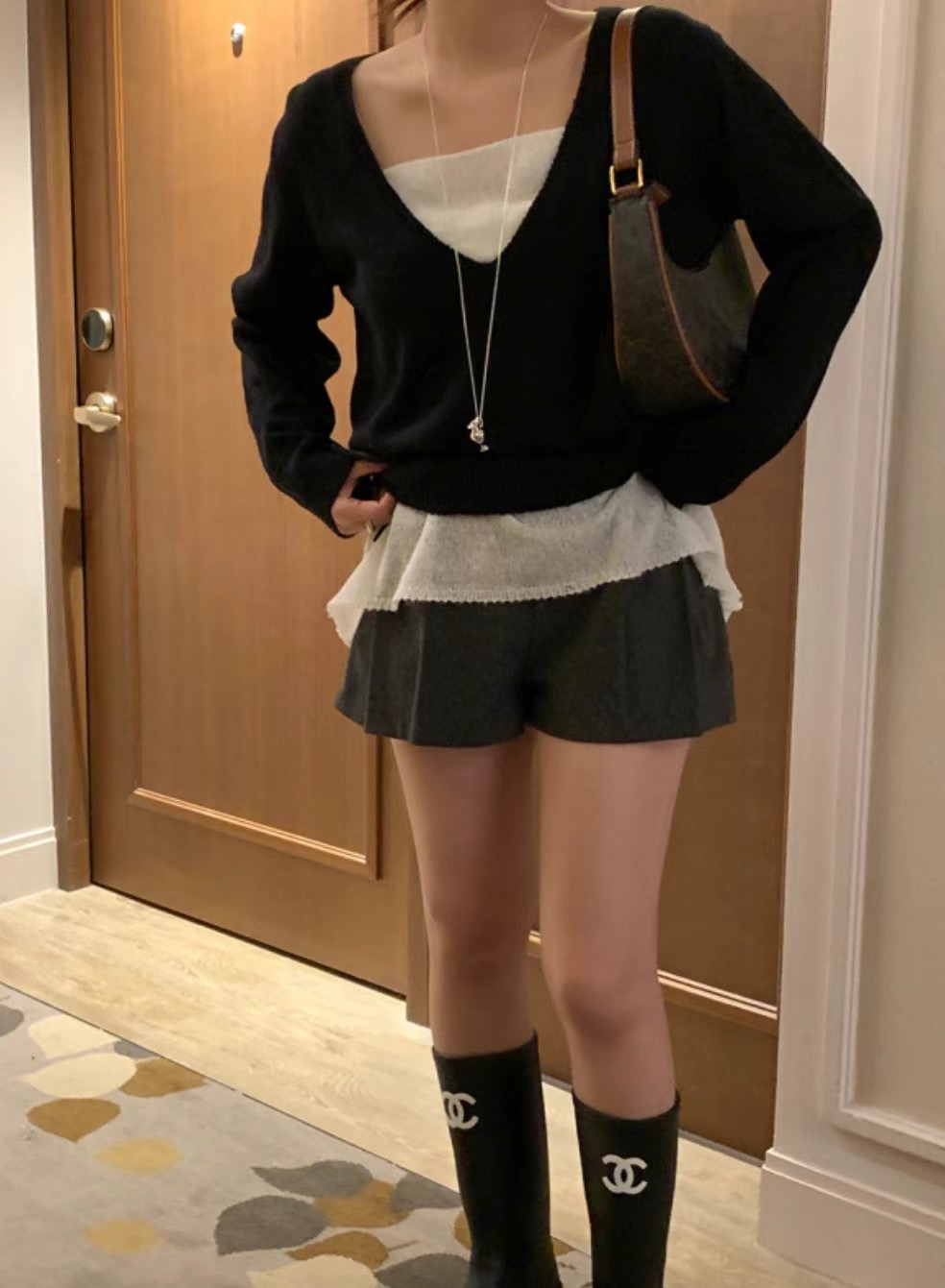 HAY KNOCK韓國直郵女士新品時尚推薦熱賣人氣針織衫含腰繩HAY KNOCK針織衫