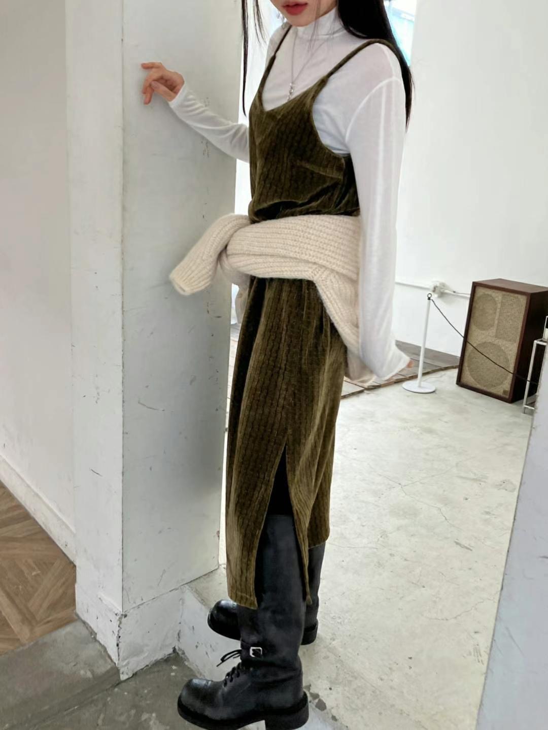 REGULAR韓國直郵女士新款推薦真品人氣職業時尚連衣裙天鵝絨REGULAR連衣裙