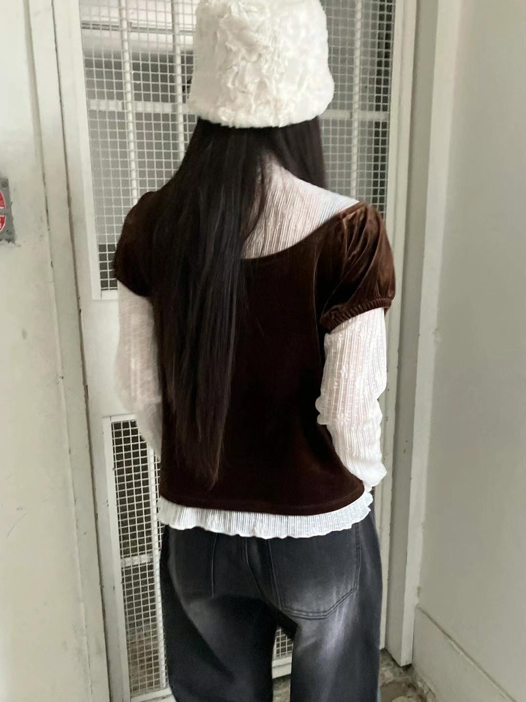 REGULAR東大門代購女裝新品熱賣真品休閑T恤不含內搭天鵝絨REGULART恤
