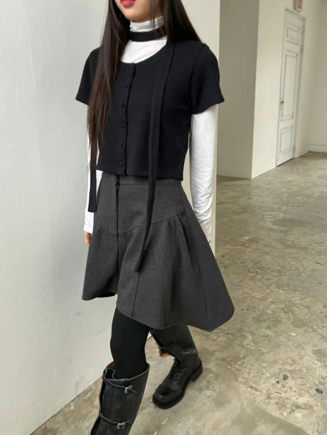 REGULAR東大門直郵女裝新款24秋冬時尚推薦休閑針織衫含脖帶REGULAR針織衫