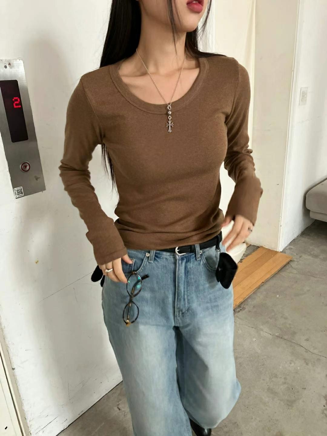 REGULAR東大門實拍女士新款24秋冬人氣熱賣推薦職業長袖T恤REGULAR長袖T恤