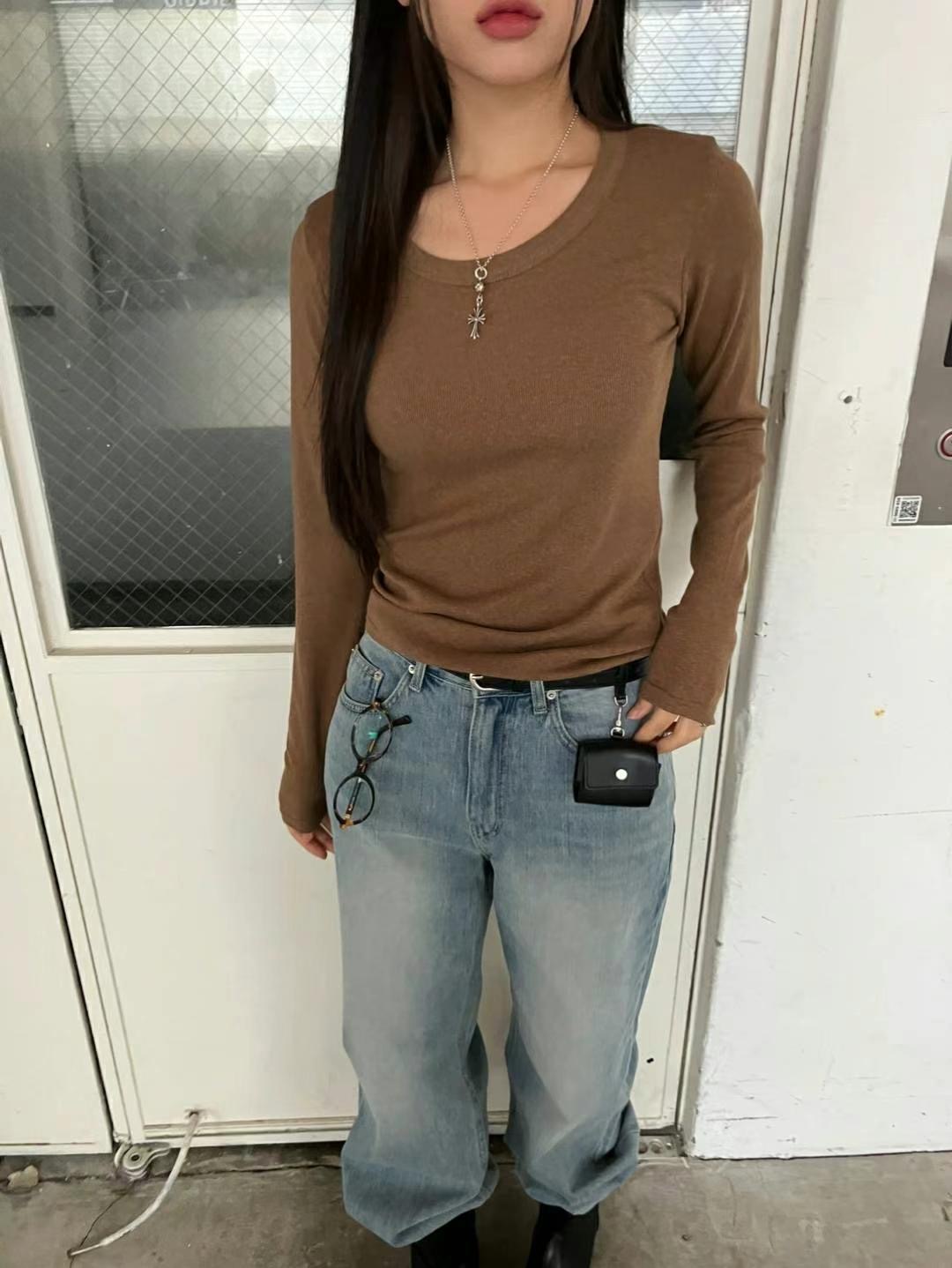 REGULAR東大門實拍女士新款24秋冬人氣熱賣推薦職業長袖T恤REGULAR長袖T恤圖色3