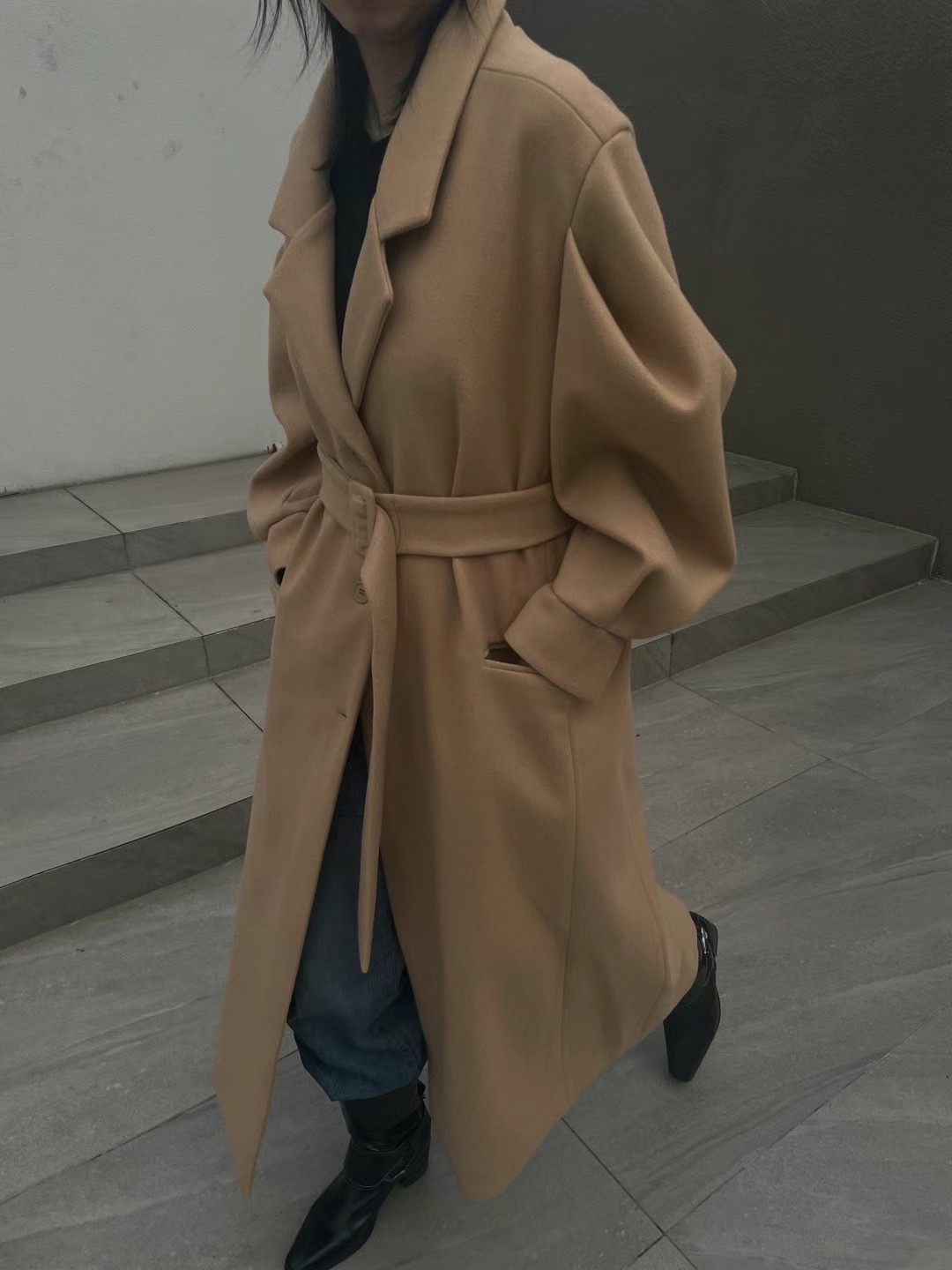 IACOCCA韓國代購女士新品推薦職業真品時尚中長款大衣含腰帶IACOCCA中長款大衣圖色1