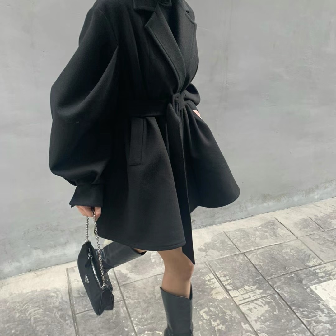 IACOCCA東大門代購女士新款人氣休閑職業24秋冬中長款大衣含腰帶IACOCCA中長款大衣圖色2