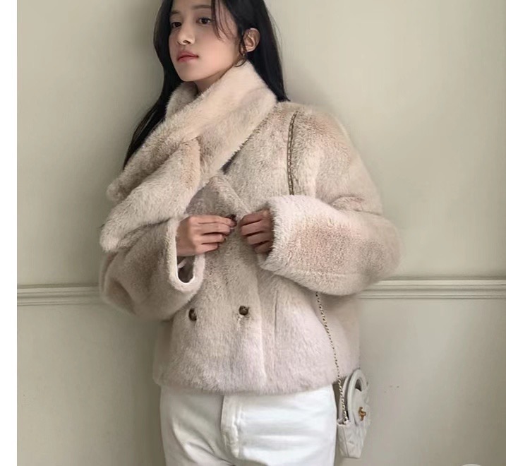 AGAIN US韓國直郵女士新款24秋冬職業推薦真品短款大衣含圍巾AGAIN US短款大衣