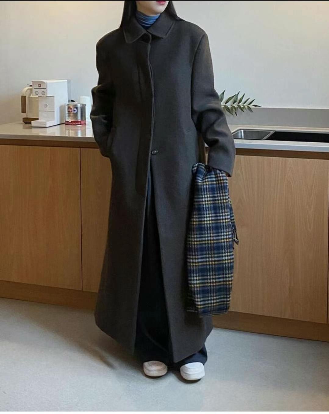 9nine韓國直郵東大門實拍女裝新品時尚真品人氣推薦中長款大衣9nine中長款大衣