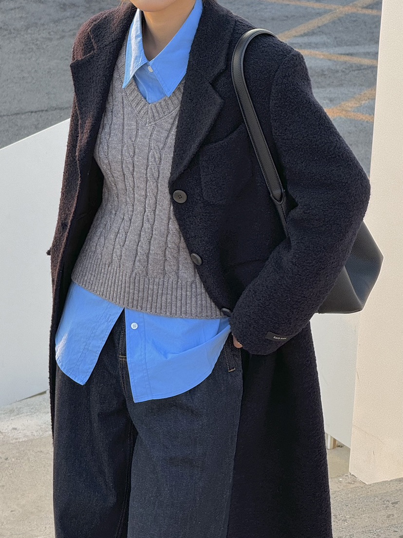 HER韓國直郵女裝新款推薦時尚職業熱賣24秋冬休閑中長款大衣HER中長款大衣圖色2