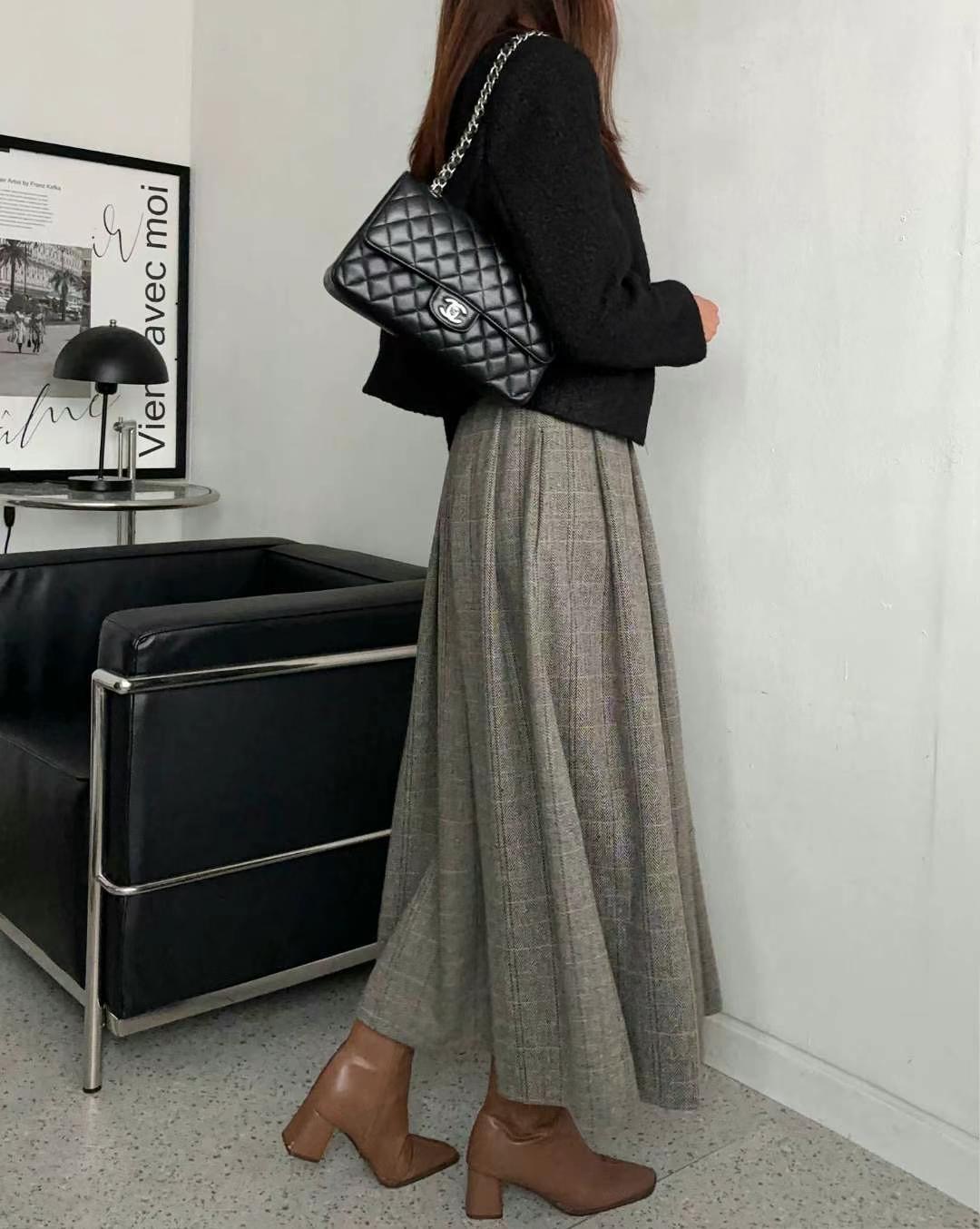 MINK DESIGN直郵韓國代購女裝新品人氣真品職業長裙人字形MINK DESIGN長裙