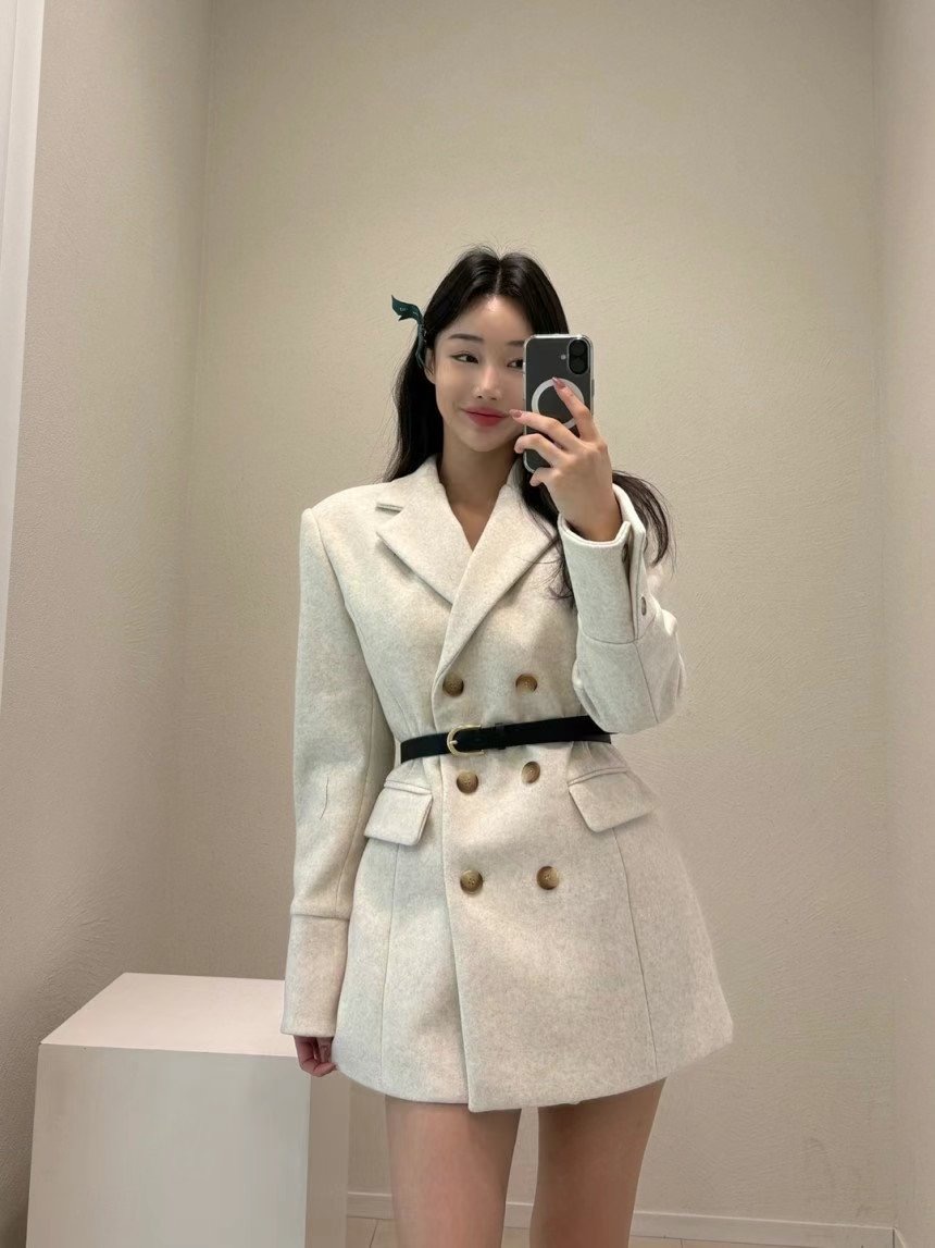 EEYOU東大門直郵女裝新品推薦時尚職業真品中長款大衣含腰帶EEYOU中長款大衣