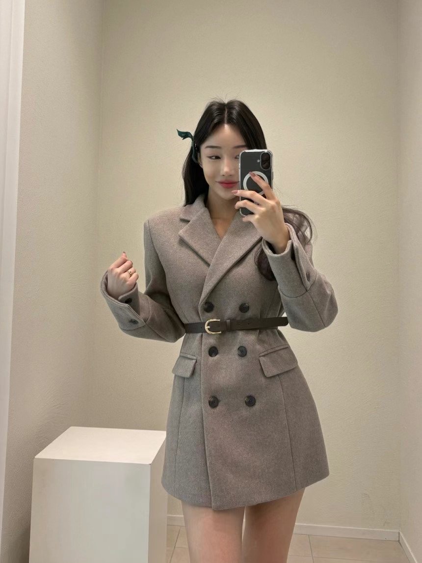 EEYOU東大門直郵女裝新品推薦時尚職業真品中長款大衣含腰帶EEYOU中長款大衣圖色2