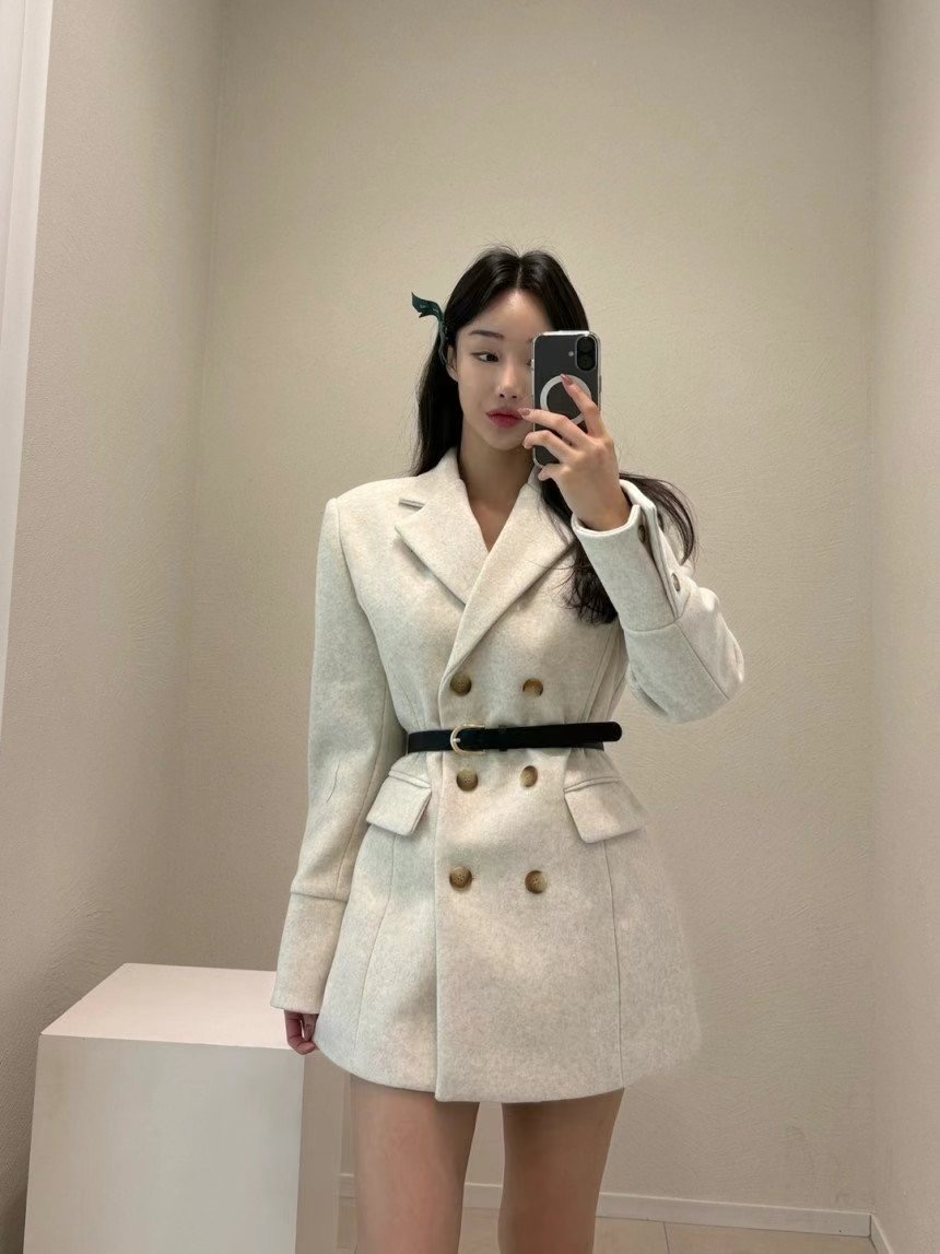 EEYOU東大門直郵女裝新品推薦時尚職業真品中長款大衣含腰帶EEYOU中長款大衣圖色3