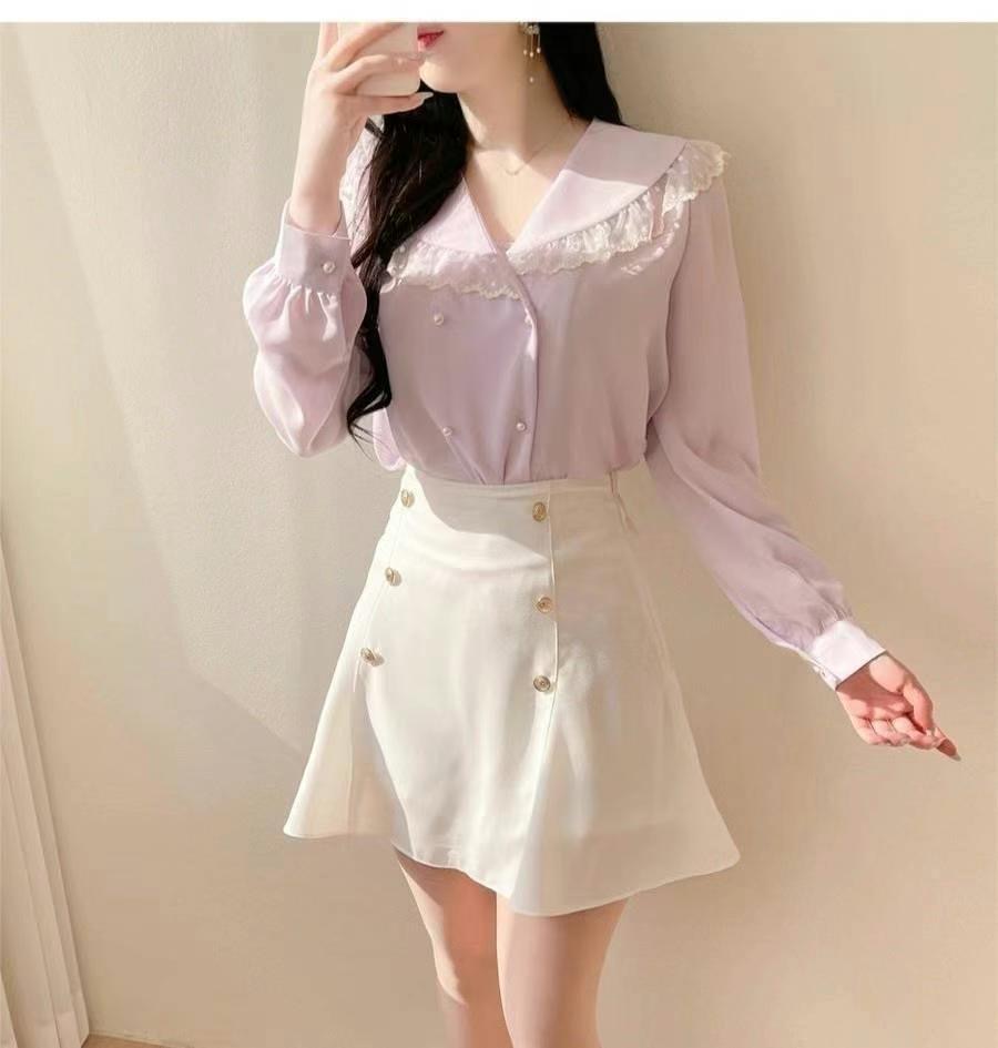 OLIVIA東大門直郵女裝新款熱賣休閑推薦職業24秋冬襯衫蕾絲衫OLIVIA襯衫/蕾絲衫