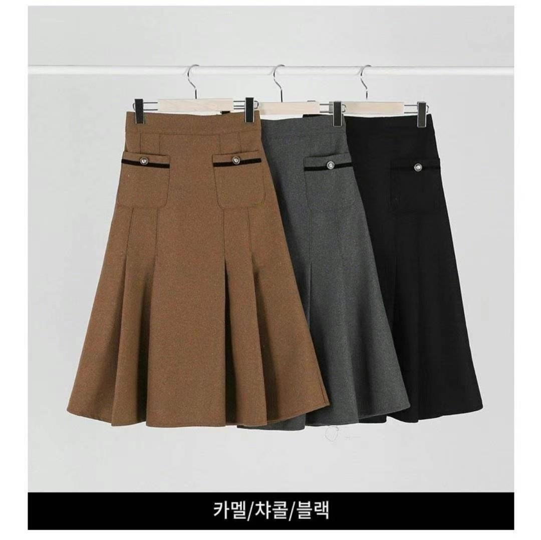 OLIVIA韓國直郵女裝新品推薦24秋冬職業真品半身裙中短裙百褶OLIVIA半身裙/中短裙