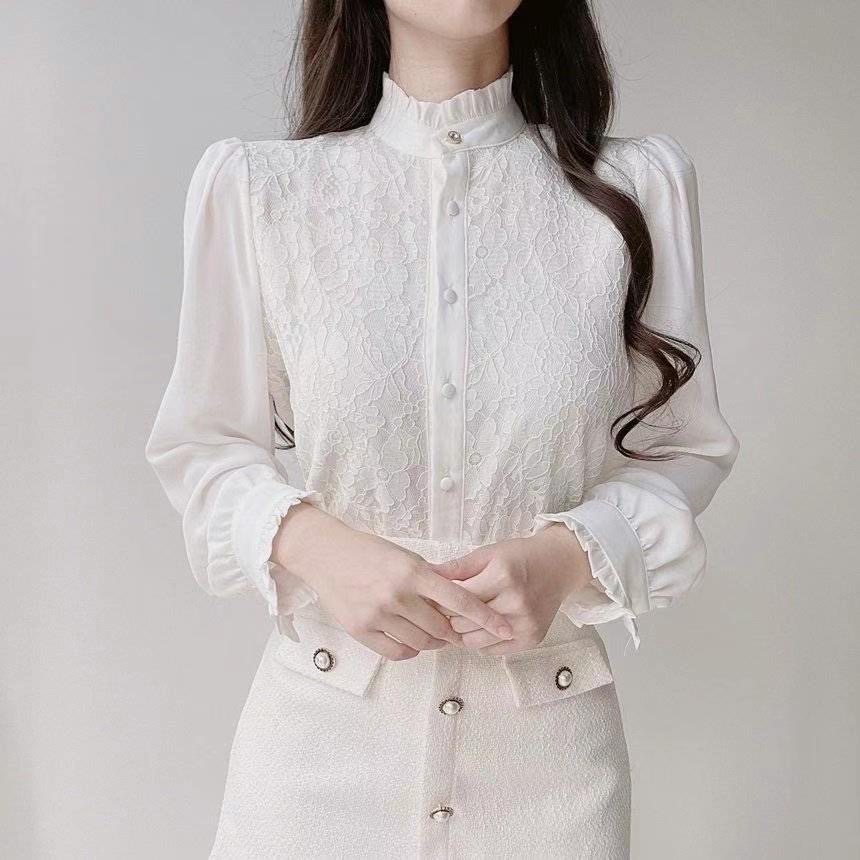 OLIVIA東大門代購女裝新品職業時尚人氣真品襯衫蕾絲衫蕾絲OLIVIA襯衫/蕾絲衫