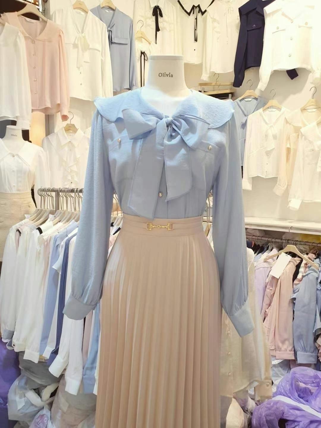 OLIVIA韓國直郵女裝新品時尚熱賣人氣職業真品24秋冬襯衫蕾絲衫OLIVIA襯衫/蕾絲衫