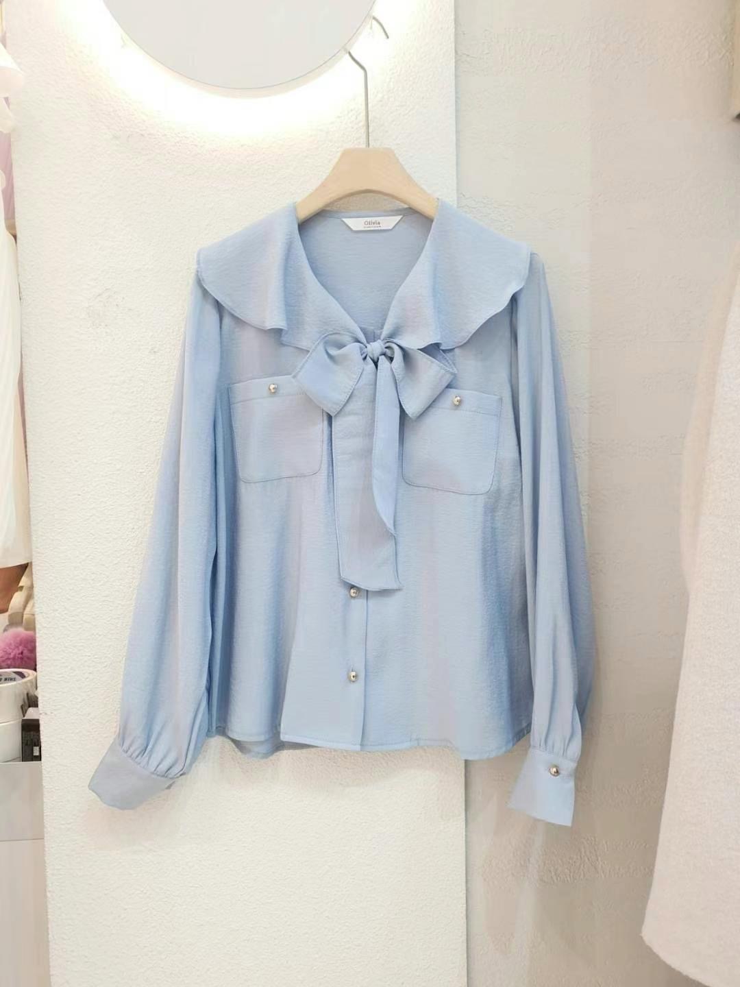 OLIVIA韓國直郵女裝新品時尚熱賣人氣職業真品24秋冬襯衫蕾絲衫OLIVIA襯衫/蕾絲衫圖色1