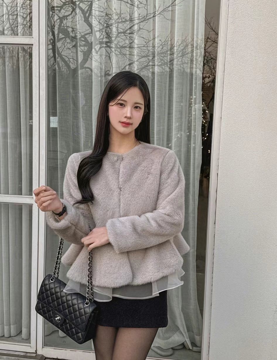 EEYOU東大門實拍女裝新款時尚職業推薦熱賣24秋冬真品短款大衣EEYOU短款大衣