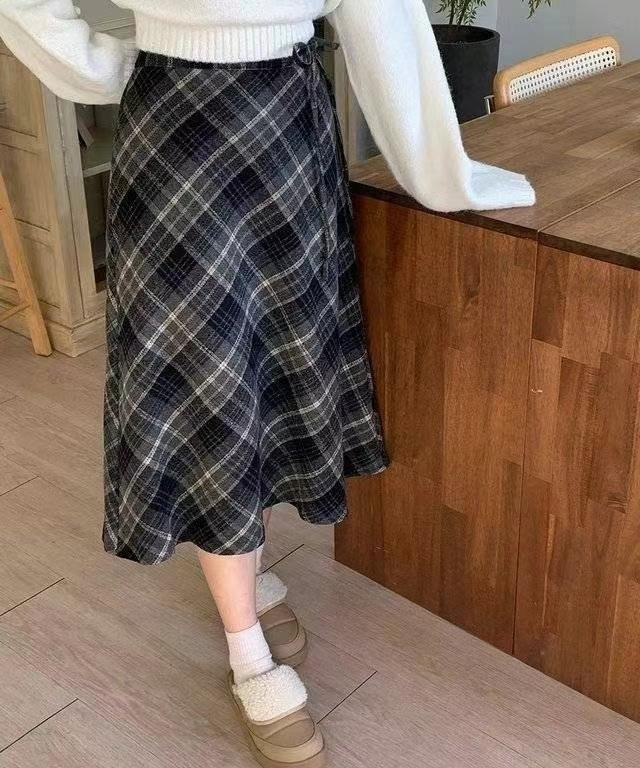 OLIVIA東大門代購女士新品職業24秋冬半身裙中短裙格紋半身裙OLIVIA半身裙/中短裙