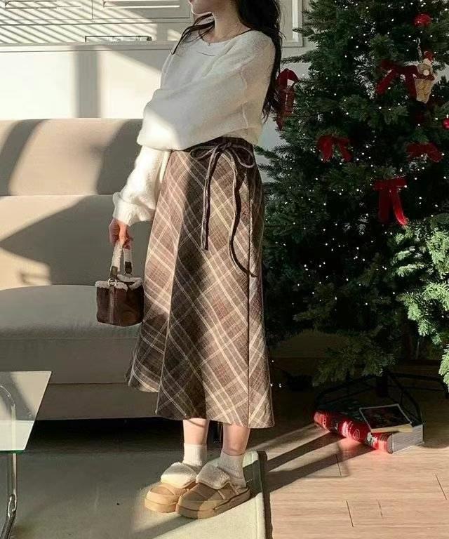 OLIVIA東大門代購女士新品職業24秋冬半身裙中短裙格紋半身裙OLIVIA半身裙/中短裙