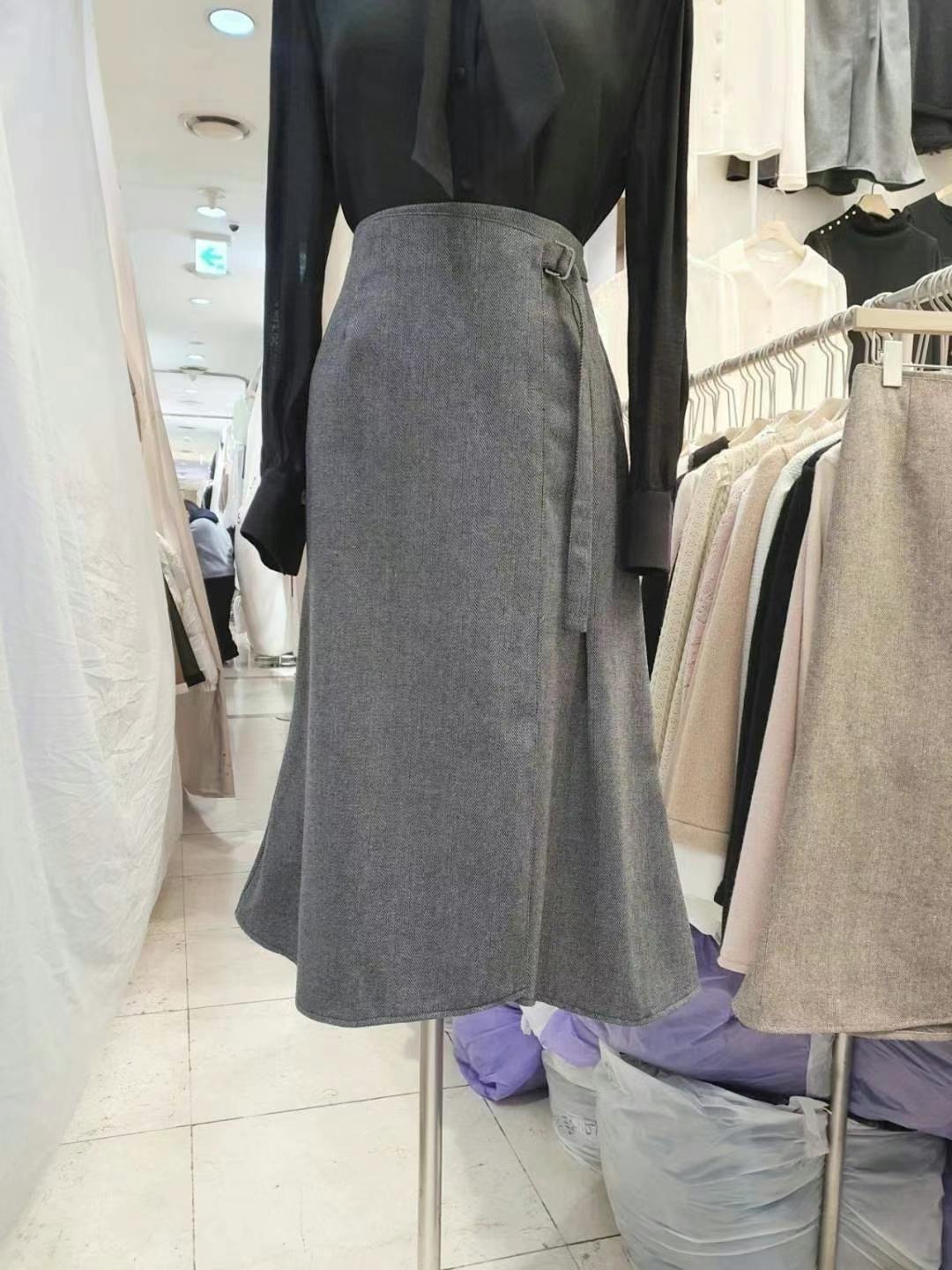 OLIVIA東大門代購女士新品推薦休閑熱賣真品職業長裙人字紋OLIVIA長裙圖色2