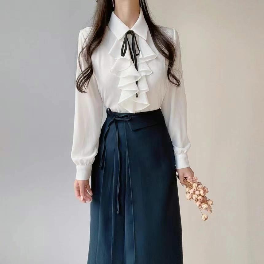 OLIVIA韓國代購女裝新款職業真品時尚人氣休閑24秋冬襯衫蕾絲衫OLIVIA襯衫/蕾絲衫