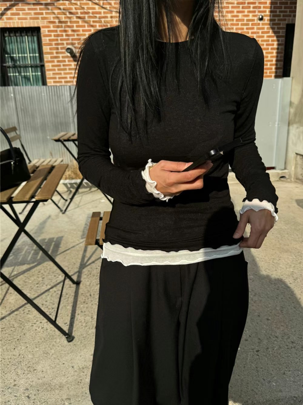 COIN直郵韓國代購女裝新款24秋冬職業時尚人氣推薦真品長袖T恤COIN長袖T恤