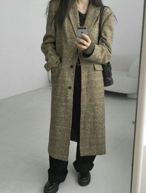 HOPPER韓國直郵東大門代購女裝新款休閑熱賣推薦中長款大衣HOPPER中長款大衣