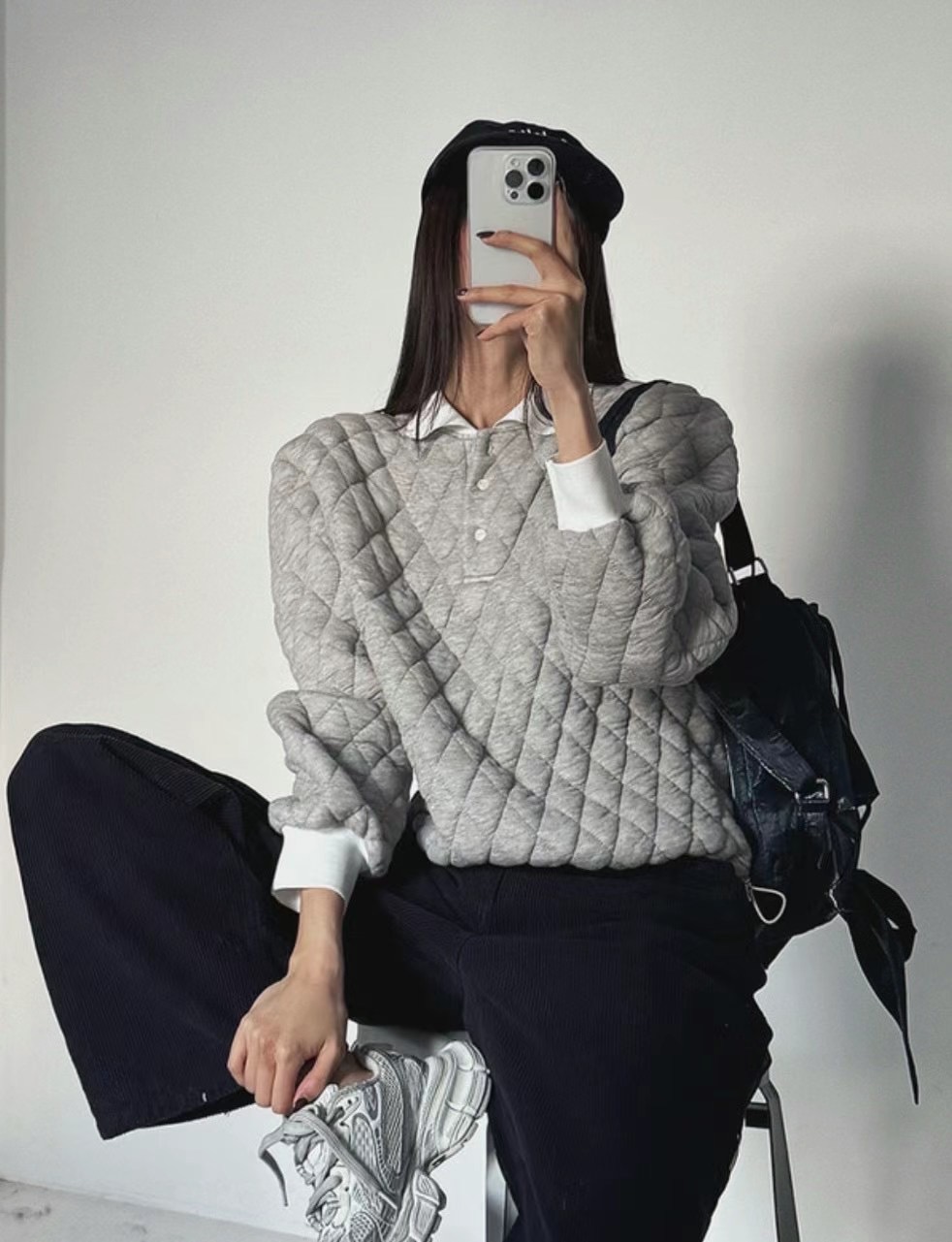 HOPPER韓國直郵東大門實拍女裝新款人氣24秋冬推薦衛衣絎縫HOPPER/LAY OVER衛衣