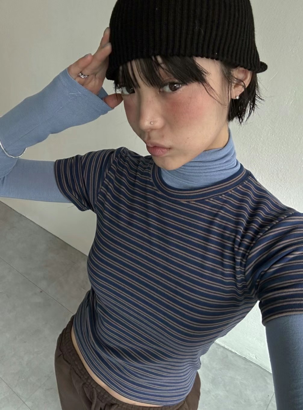 HOPPER直郵韓國代購女裝新款時尚推薦職業休閑24秋冬人氣T恤HOPPER/LAY OVERT恤