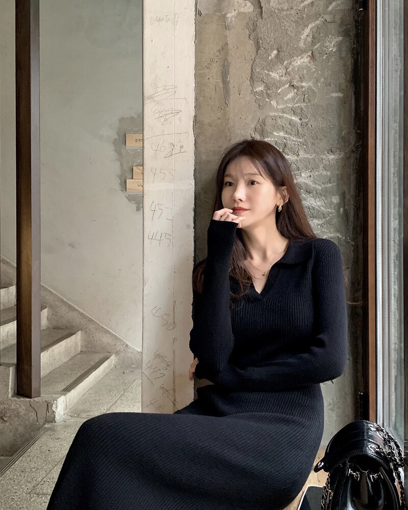 MAYBEEN韓國直郵東大門代購女裝新款職業時尚真品24秋冬連衣裙MAYBE&CO連衣裙