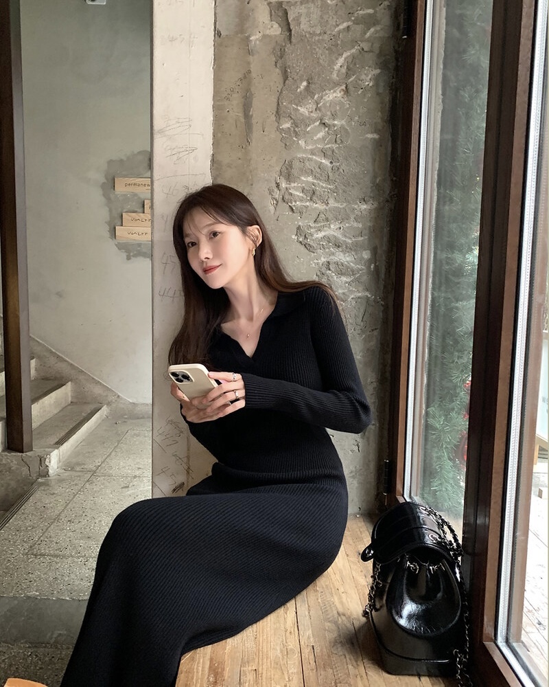 MAYBEEN韓國直郵東大門代購女裝新款職業時尚真品24秋冬連衣裙MAYBE&CO連衣裙