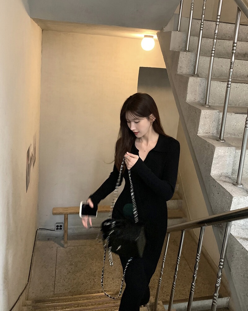 MAYBEEN韓國直郵東大門代購女裝新款職業時尚真品24秋冬連衣裙MAYBE&CO連衣裙