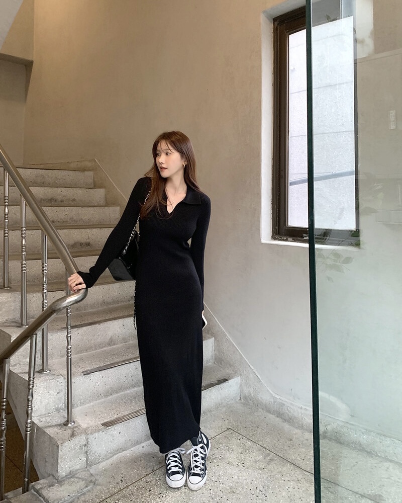 MAYBEEN韓國直郵東大門代購女裝新款職業時尚真品24秋冬連衣裙MAYBE&CO連衣裙圖色2