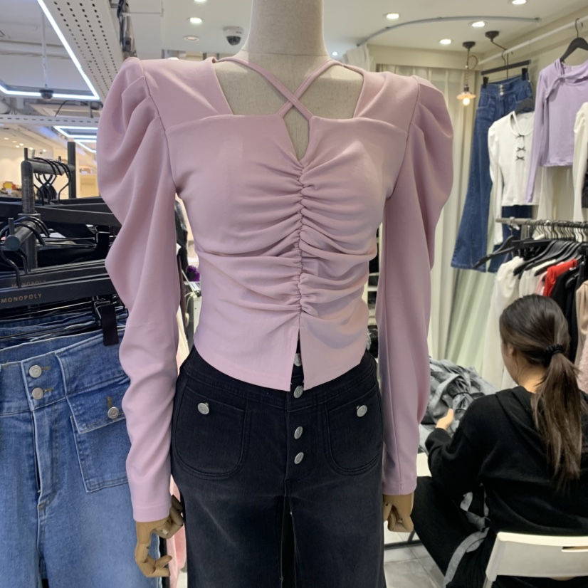 MONO_POLY韓國直郵女裝新品時尚人氣休閑真品24秋冬長袖T恤KC MARKET長袖T恤