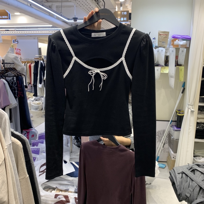 MONO_POLY韓國直郵女裝新品職業熱賣真品時尚長袖T恤假兩件KC MARKET長袖T恤圖色3