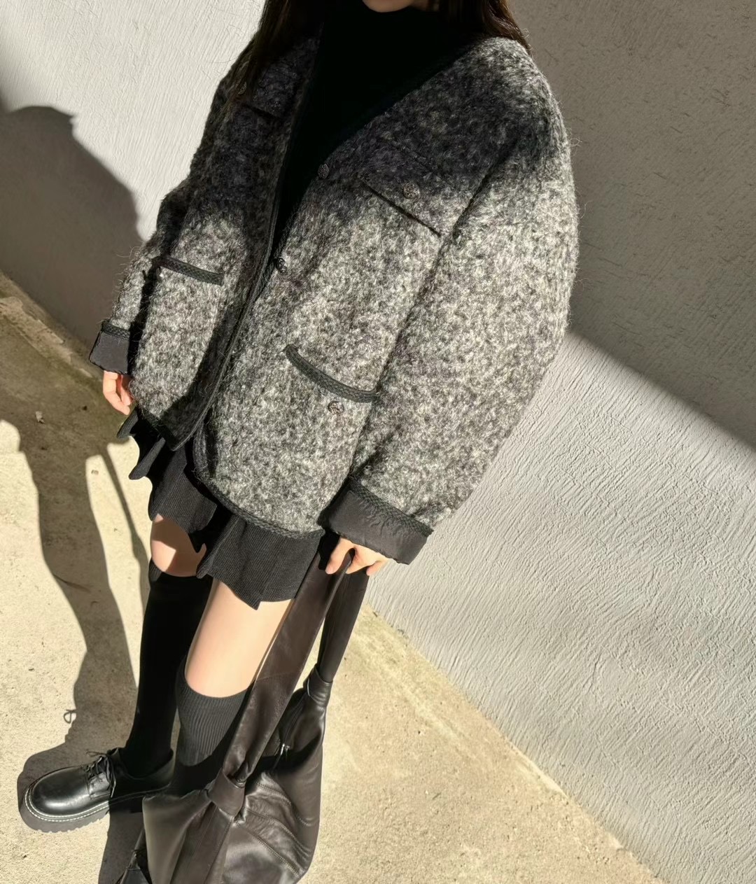 LEREVE韓國直郵東大門實拍女裝新品職業休閑人氣時尚短款大衣LEREVE短款大衣