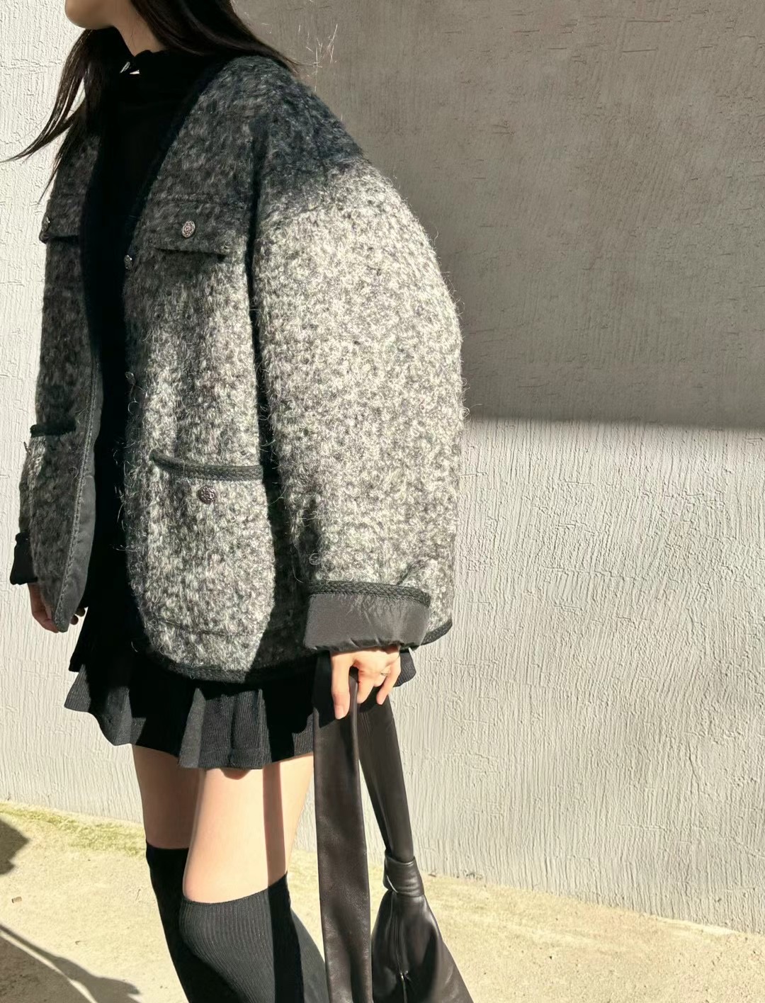 LEREVE韓國直郵東大門實拍女裝新品職業休閑人氣時尚短款大衣LEREVE短款大衣
