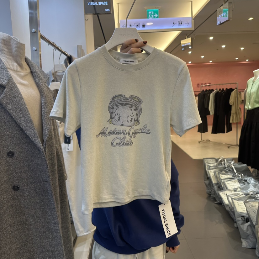 VISUAL SPACE韓國代購女士新款休閑推薦真品熱賣人氣T恤春款VISUAL SPACET恤圖色2