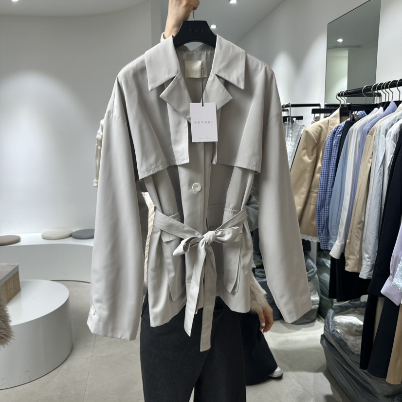 Bethel東大門代購女裝新品24秋冬人氣真品時尚夾克含腰帶春款BETHEL夾克