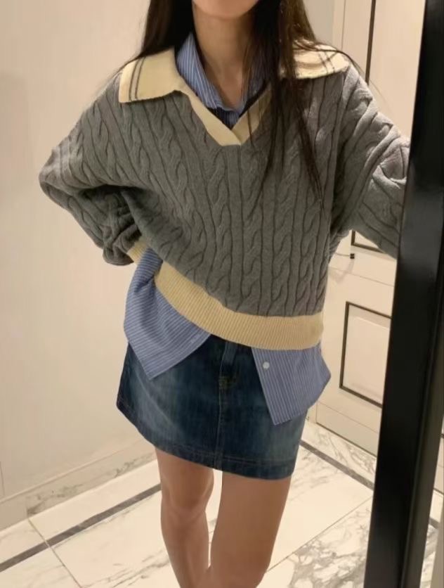 DIFFER韓國直郵東大門代購女裝新品推薦時尚熱賣真品毛衣寬松DIFFER毛衣