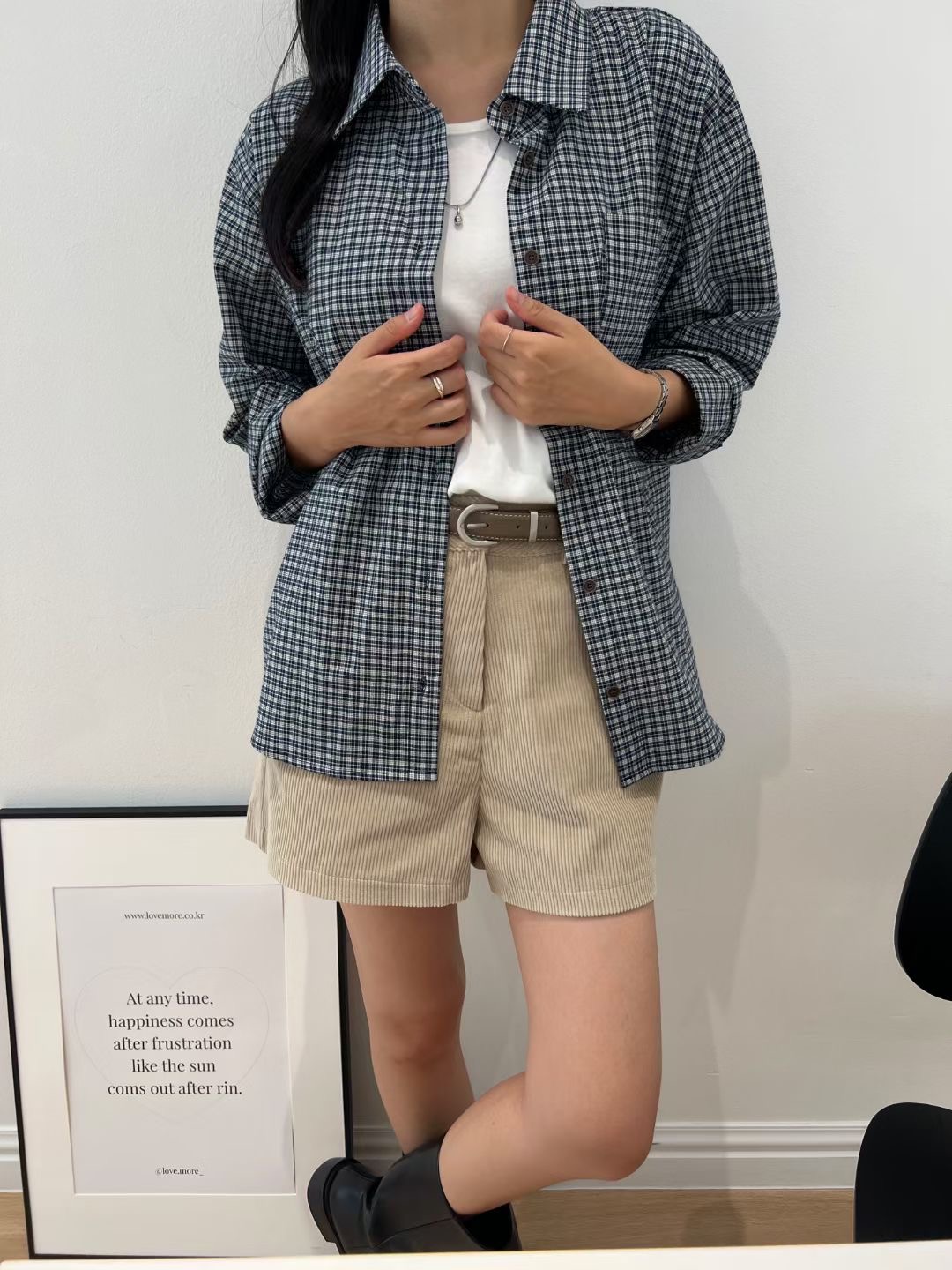 DIFFER直郵韓國代購女裝新款24秋冬熱賣職業襯衫蕾絲衫格子DIFFER襯衫/蕾絲衫