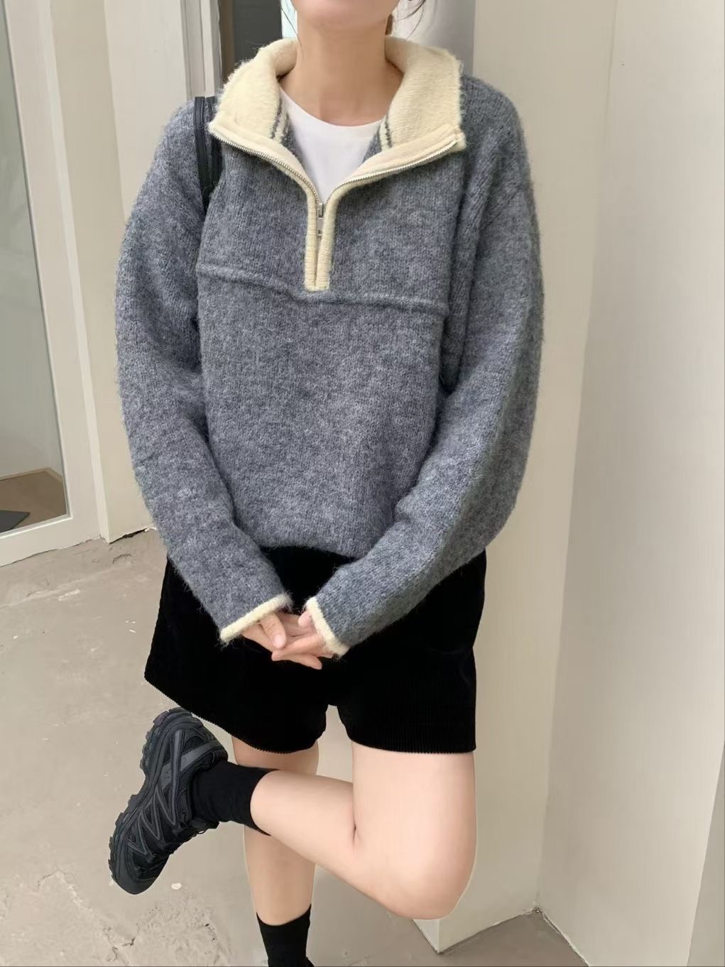 DIFFER韓國直郵東大門實拍女裝新品人氣休閑熱賣職業衛衣拉鏈DIFFER衛衣圖色2