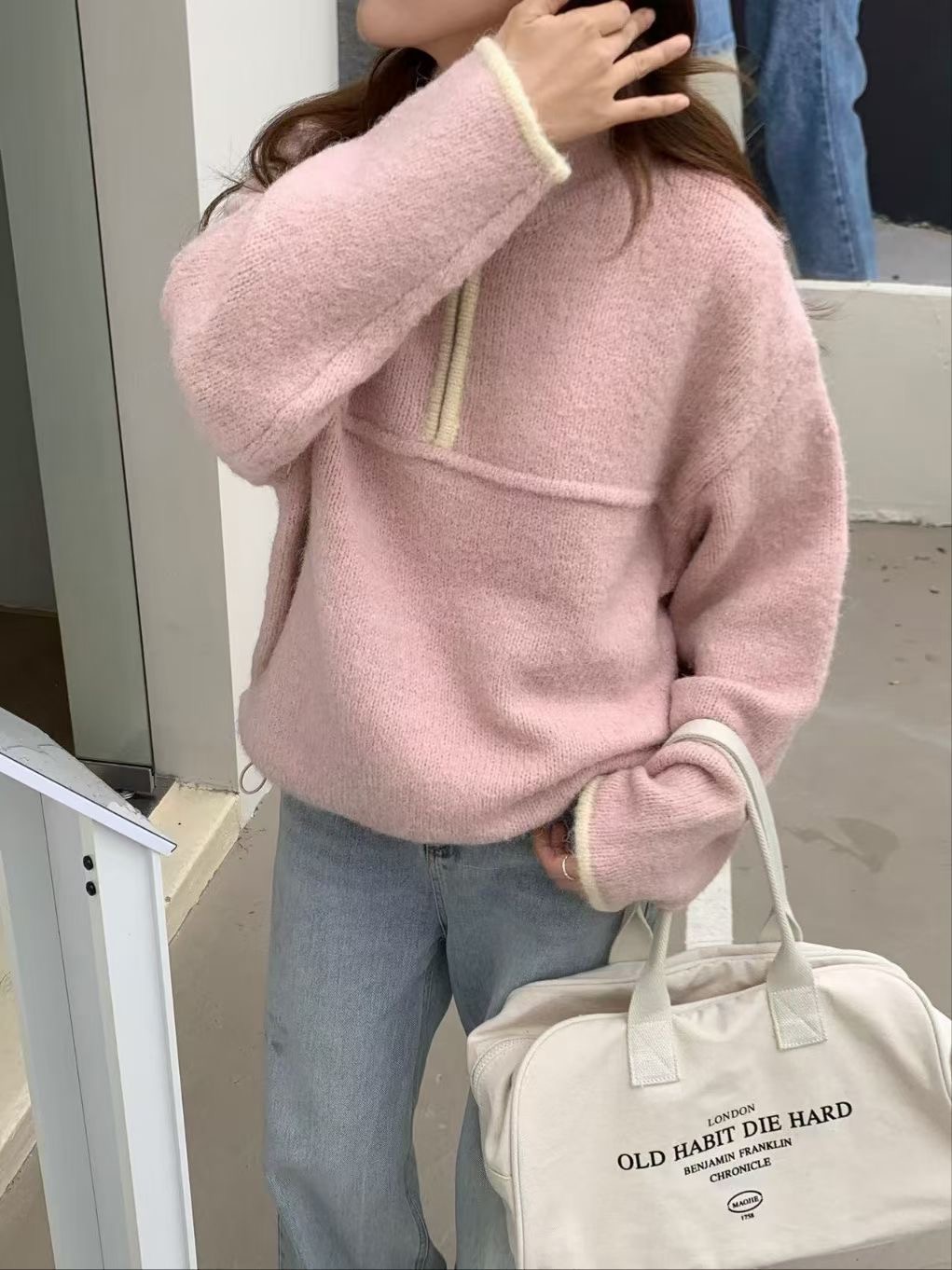 DIFFER韓國直郵東大門實拍女裝新品人氣休閑熱賣職業衛衣拉鏈DIFFER衛衣圖色3