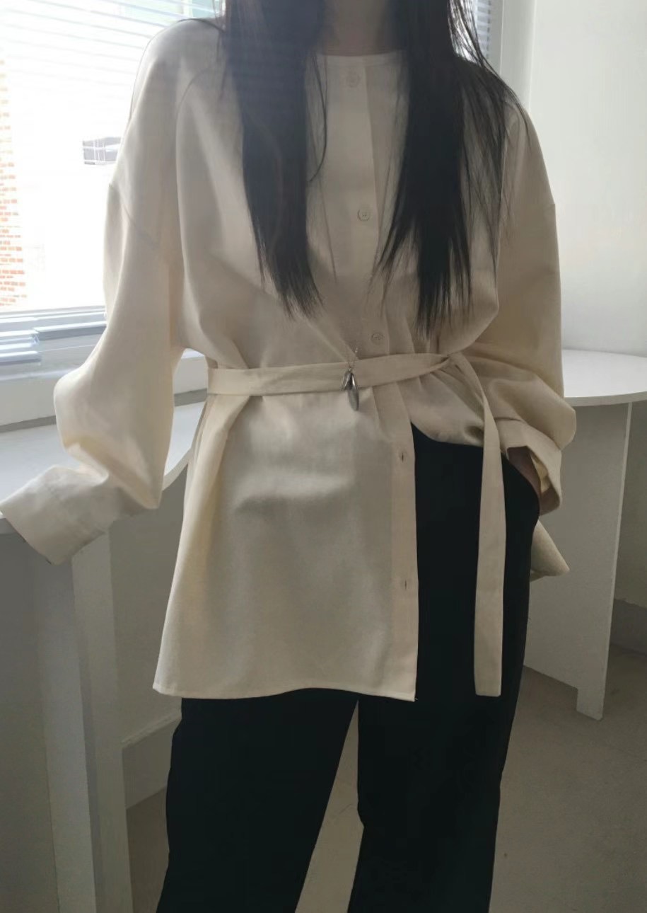 UNLESS韓國直郵東大門實拍女裝新品真品熱賣襯衫蕾絲衫含腰帶UNLESS襯衫/蕾絲衫