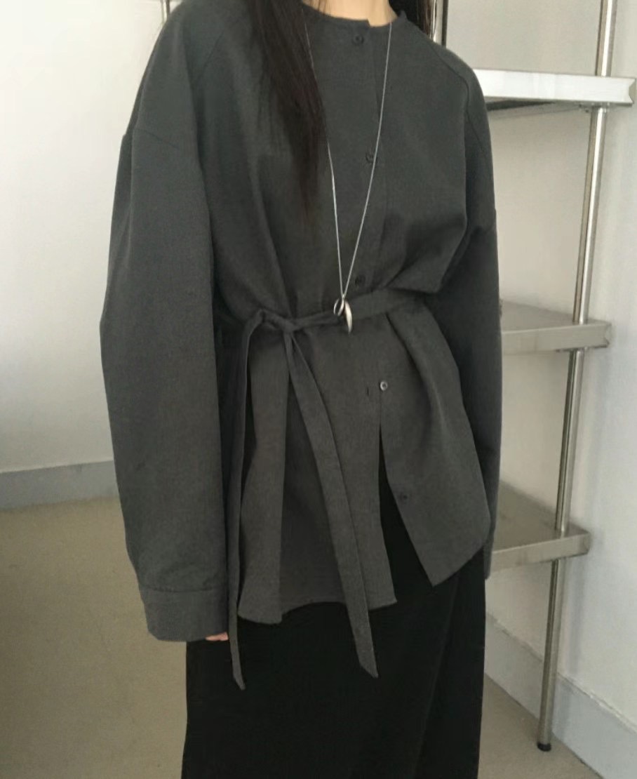 UNLESS韓國直郵東大門實拍女裝新品真品熱賣襯衫蕾絲衫含腰帶UNLESS襯衫/蕾絲衫