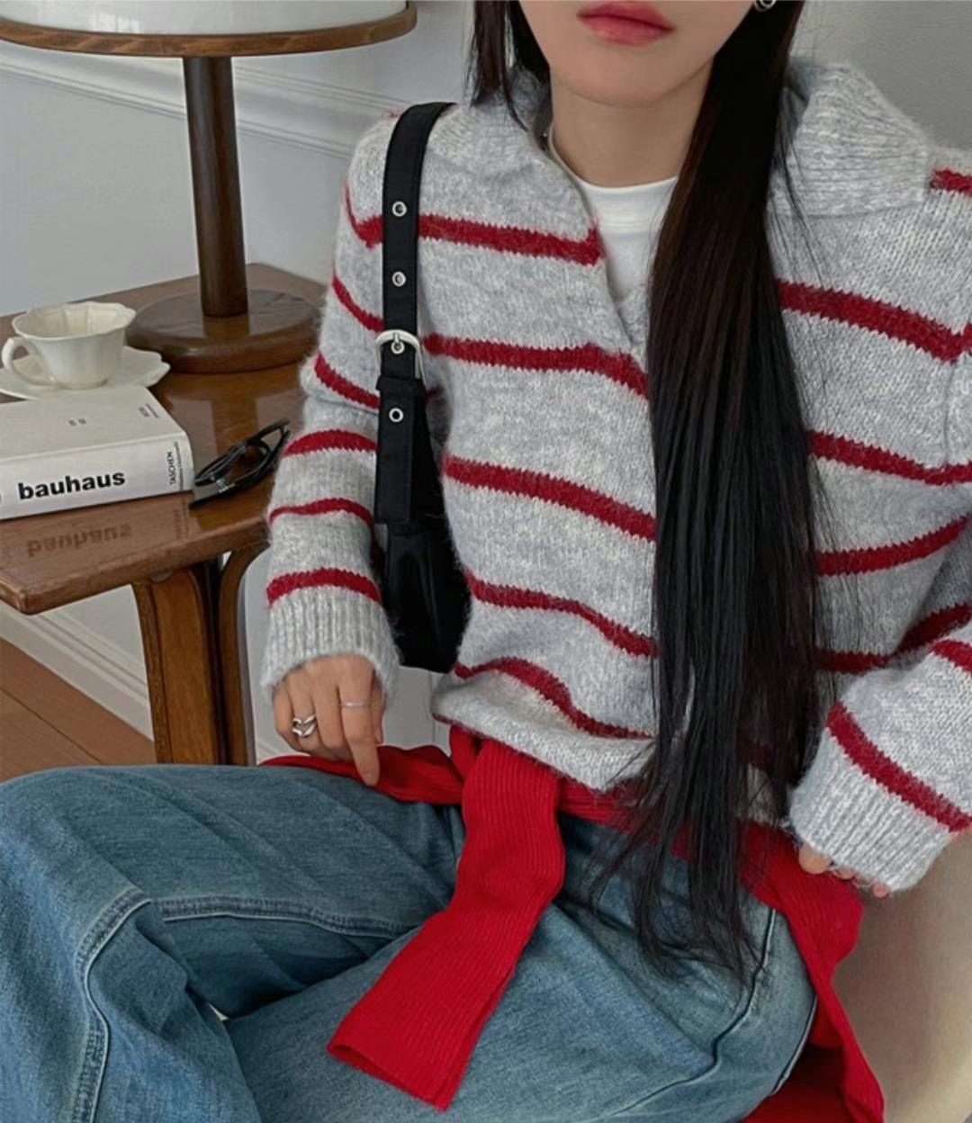 VEVE韓國直郵東大門實拍女裝新品休閑24秋冬職業真品針織衫VEVE針織衫