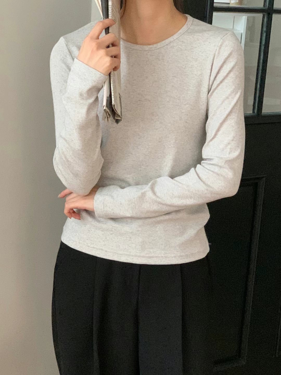 TDOUBLEJ東大門實拍女裝新款真品休閑熱賣推薦24秋冬長袖T恤TDOUBLEJ長袖T恤圖色1