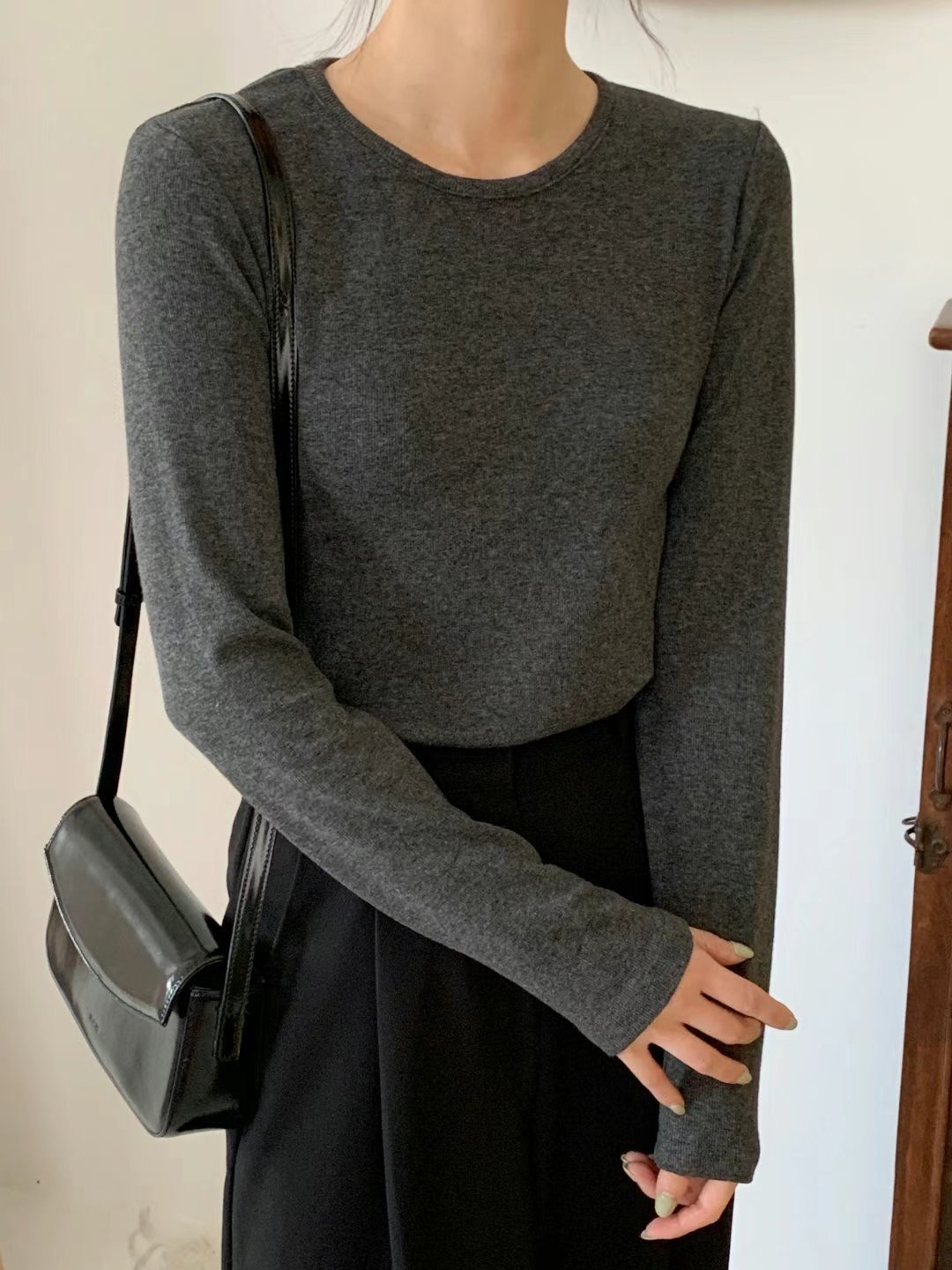 TDOUBLEJ東大門實拍女裝新款真品休閑熱賣推薦24秋冬長袖T恤TDOUBLEJ長袖T恤圖色3