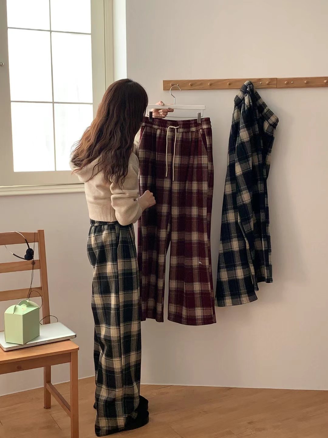 TDOUBLEJ東大門實拍女士新品熱賣時尚推薦休閑休閑褲水貂格紋TDOUBLEJ休閑褲
